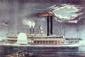 Clair de lune sur le Mississippi, publié par Nathaniel Currier et James Merritt Ives